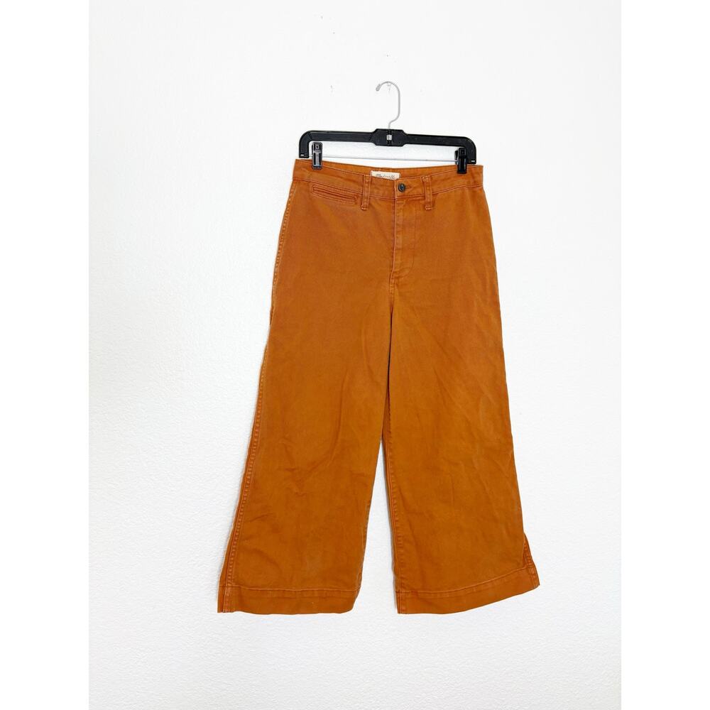 Madewell Emmett Wide Leg Crop Pants Size 26 Burnt Sienna Stretch Bohemian - Picture 3 of 13
